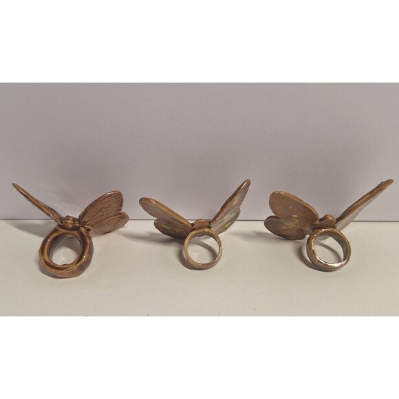 3 Vintage Brown Butterfly Ceramic Macrame Beads 70s w Orange Green Yellow Lot - Picture 2 of 8